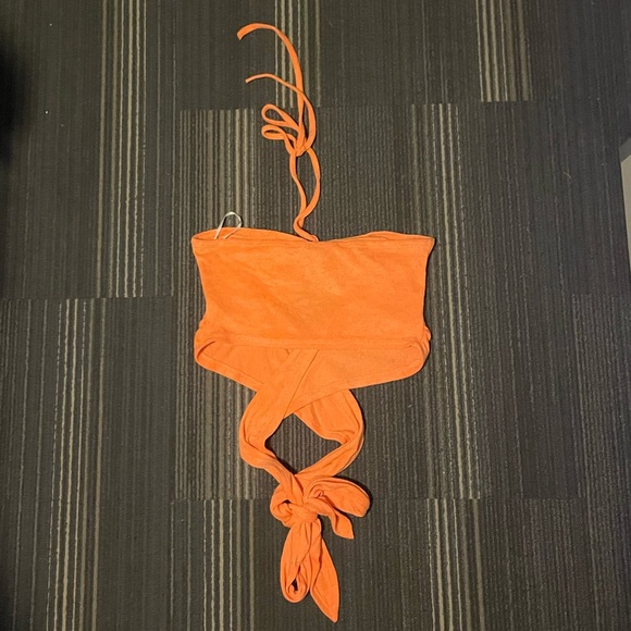 Orange Tie Back Halter Top - Picture 4 of 4
